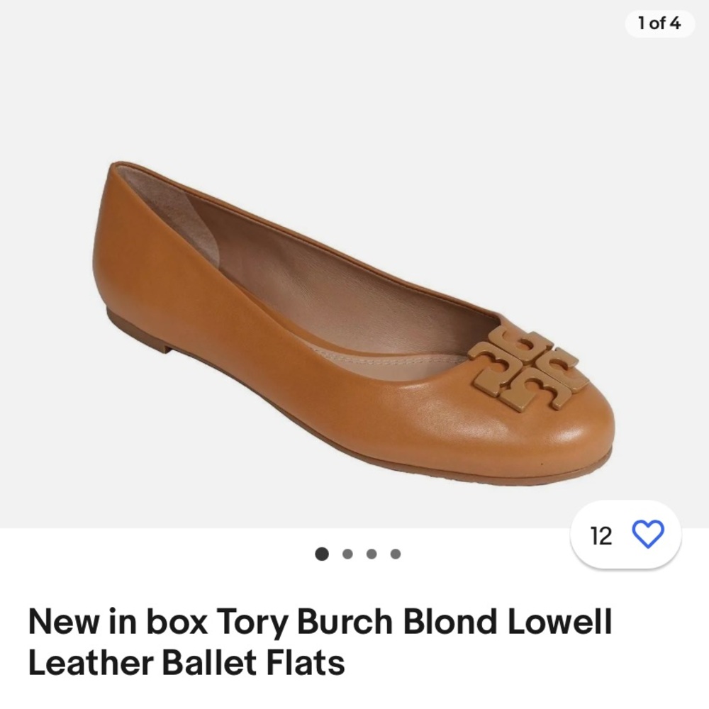 Tory Burch Lowell 2 nude blond leather logo flats size 6